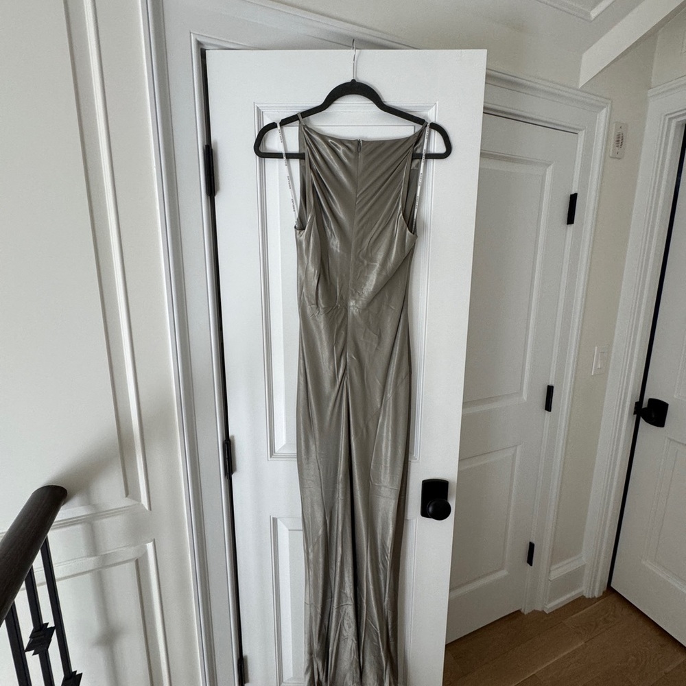 Shona Joy La Lune High Neck Cowl Silk Maxi Dress - Sage - Picture 8 of 10